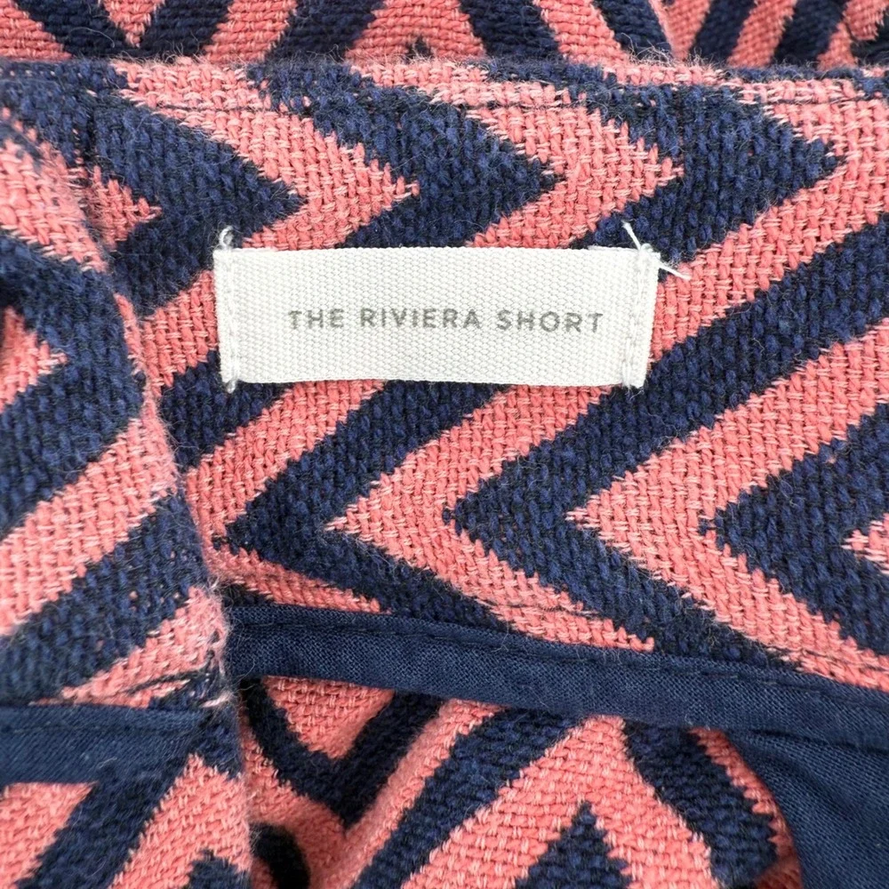 ANN TAYLOR LOFT Women's Size 10 The Riviera Shorts Pink Navy Chevron 100% Cotton - Picture 8 of 10